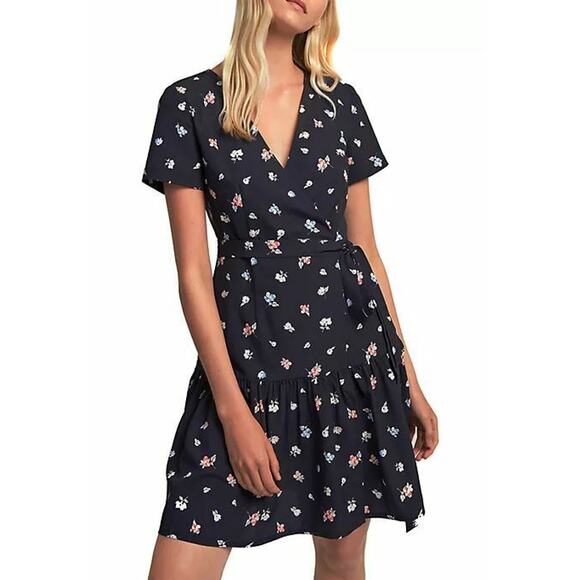 FRENCH CONNECTION NEW $128 Frida Arimose Wrap Dress Utility Blue Multi Size‎ 2 - Picture 2 of 4